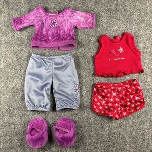BUNDLE American Girl Set Red Top/Shorts + CHRISSA'S Pajama Set RETIRED